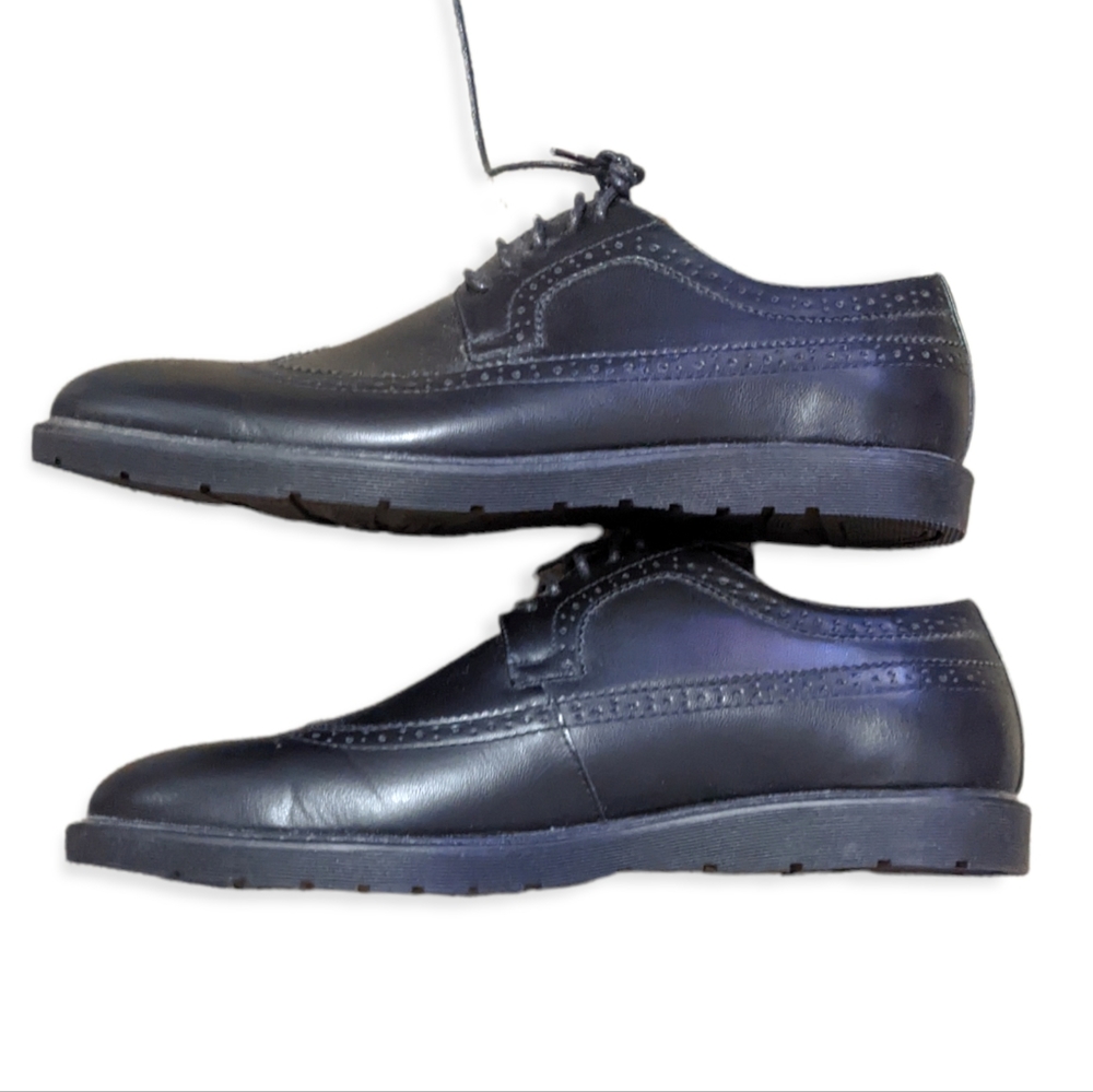 Black Faux Leather Wingtips - Picture 4 of 5